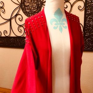 Red Cardigan with Metal Studs